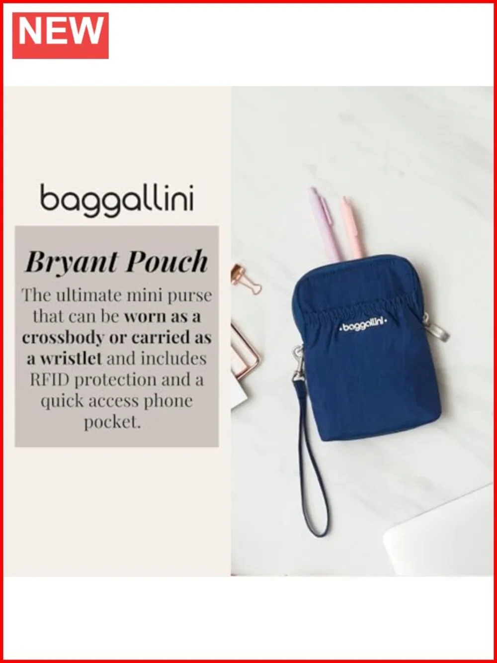 RFID Blocking Travel Pouch with Adjustable Strap